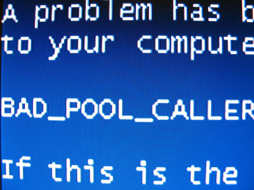 why am i getting blue screen pool corruption in file area