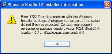 1722 Windows Installer Error