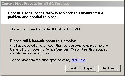 disable general host process as win32 services